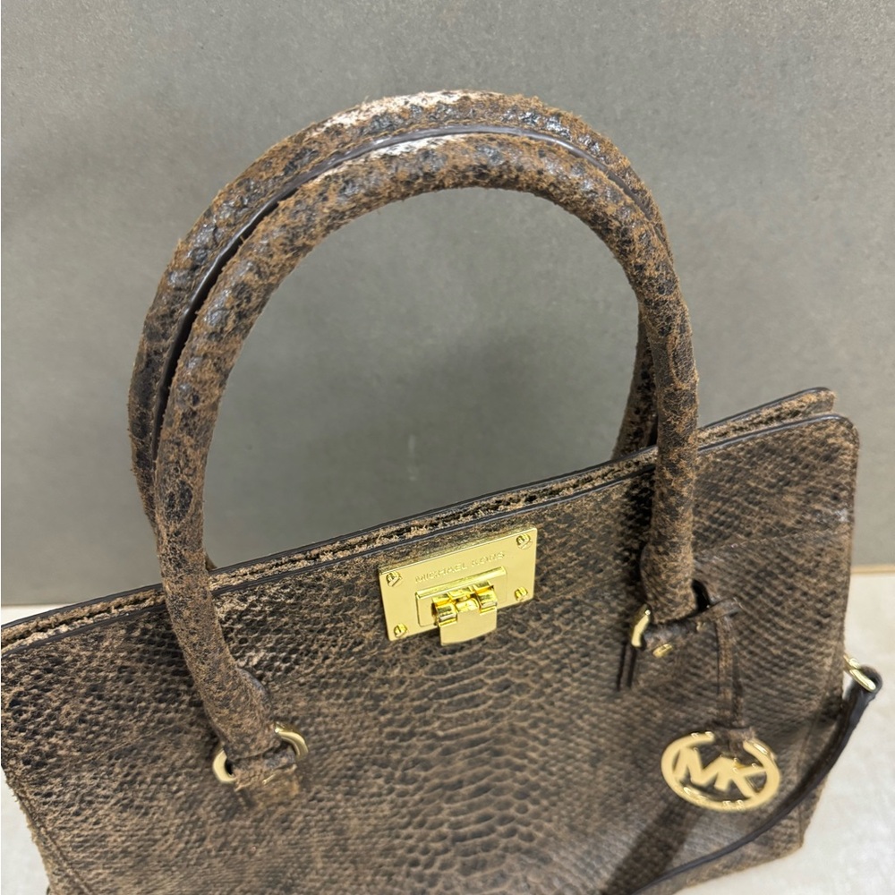 Michael Kors | Brown Python Embossed Genuine Leat… - image 8